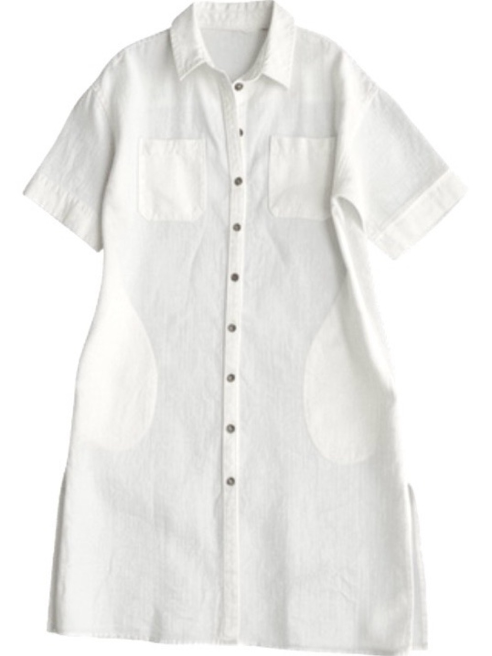 White Button-Front Linen Dress